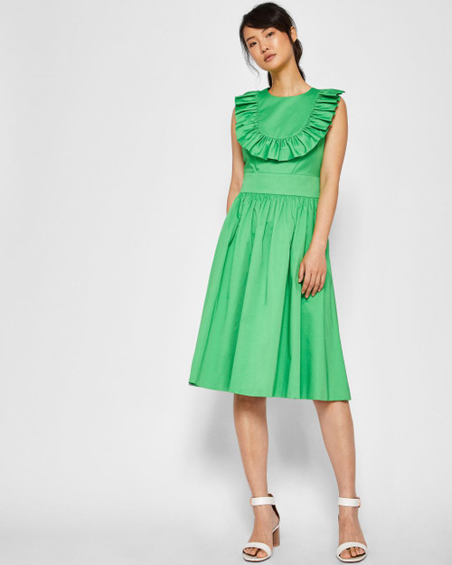 A-line Ruffle Bib Midi Dress