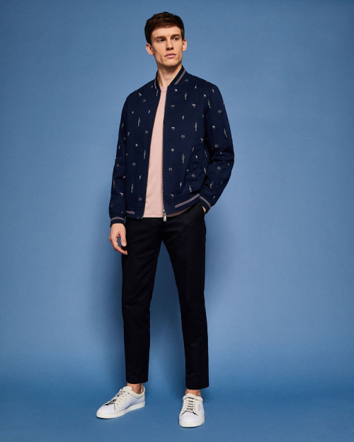 Tropical Print Bomber Jacket