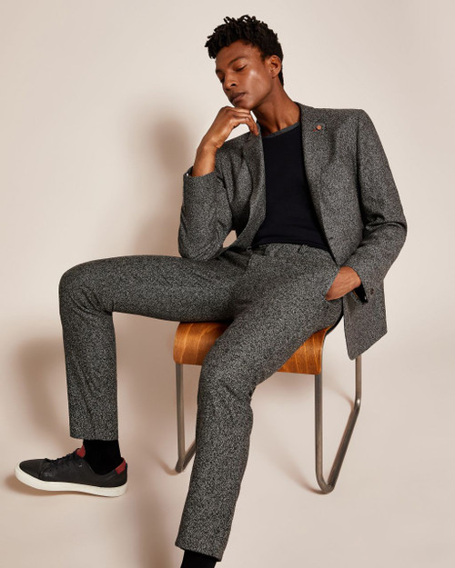 Slim Semi Plain Wool Trousers