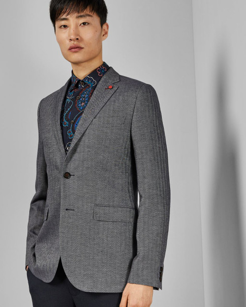 Linen Blend Herringbone Jacket