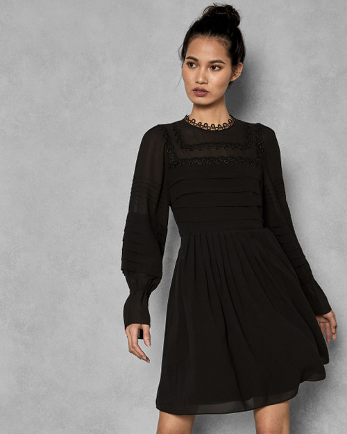 Embroidered Volume Sleeve Dress