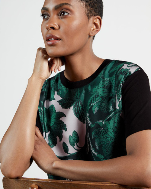 Rococo Print Woven Front Tee