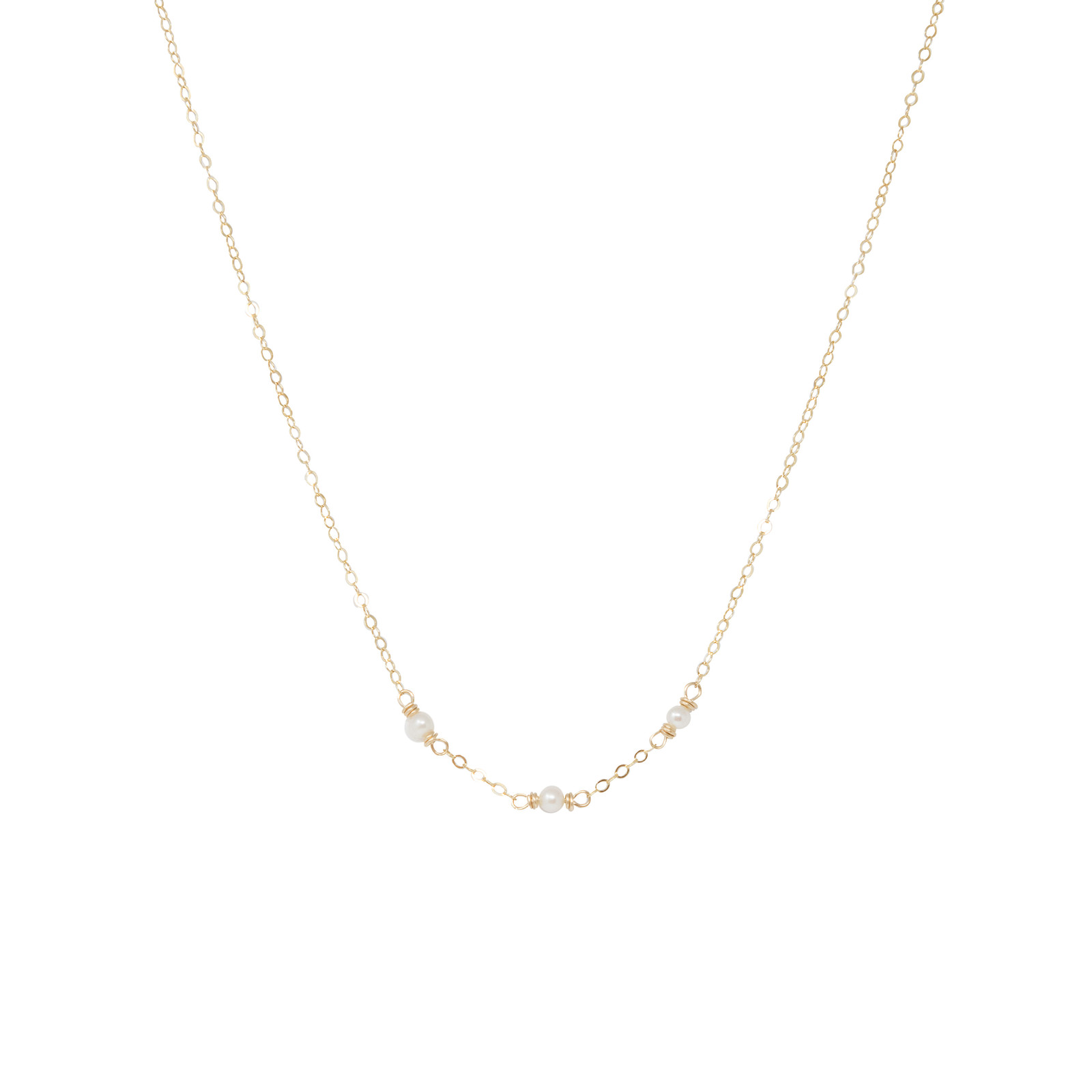 Handmade Jewelry Delta Tiny Pearl Gold Necklace Liz James Designs