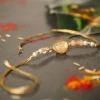 Premium Crystal Oval Shape Rakhi - For UK