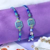 Elegant Blue Fancy Bhai Bhabhi Rakhi Set - For UK
