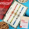 Pleasant 3 Rakhi Set with Dry Fruits & Lindt Chocolate - For UK
