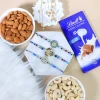 Blue Floral Rakhi Set with Lindt & Dry Fruits - For UK