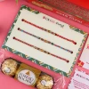 Appealing 3 Rakhi Set with Soan Papdi & 3 Pcs Ferrero - For USA