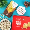 Set of 3 Rakhi with Soan Papdi, Chocolates & Cashew - For UK