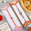 Khanda & Rudraksh Rakhi Set with Motichoor - For Australia
