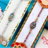 Sizzling Fancy Metal Diamond Set of 2 Rakhi - For USA
