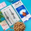 Blue Designer Bhai Bhabhi Rakhi & Lindt n Almond - For USA