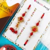Red Bhaiya Bhabhi Designer Rakhi Set with Chocolate - For UK