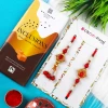 Red Bhaiya Bhabhi Designer Rakhi Set with Chocolate - For UK