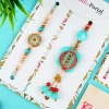 Elegant Firoza Stone Luba & Brother Rakhi - For USA