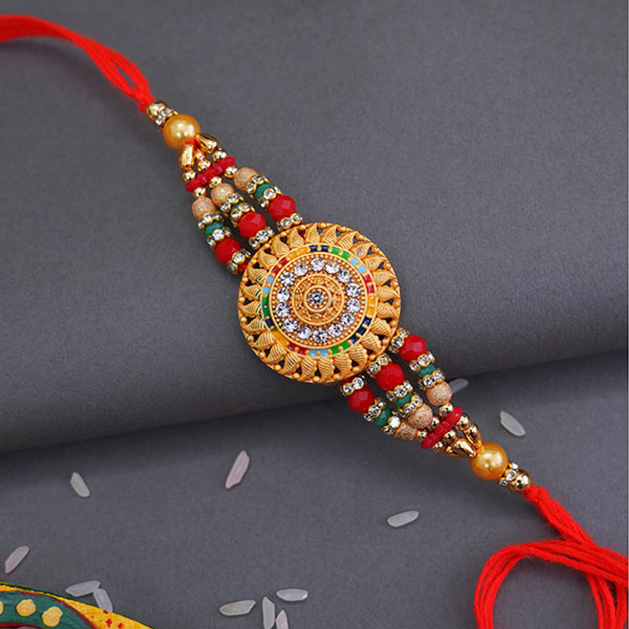 Rakhis Online UK-RM571 - Blue Ethnic Bracelet Rakhi – Ghasitaram Gifts