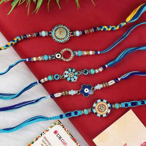 Adorable Set of 5 Rakhis - For Europe