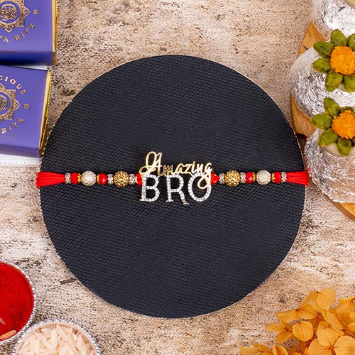 Bro Rakhi with Mewa Bite and Kaju Kalash - For INDIA