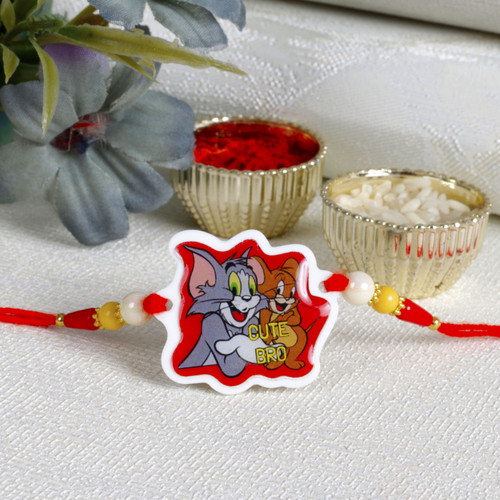 Tom & Jerry Kids Rakhi with Crayons 8 Pack - For UK