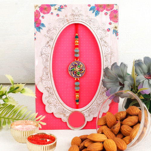 Floral Design Rakhi with Almond - For UK