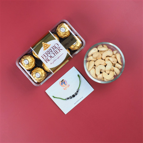 Elegant Rakhi with Ferrero Rocher and Cashew - For Australia
