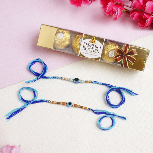 Alluring Rakhi Set with Chocolates - For Canada