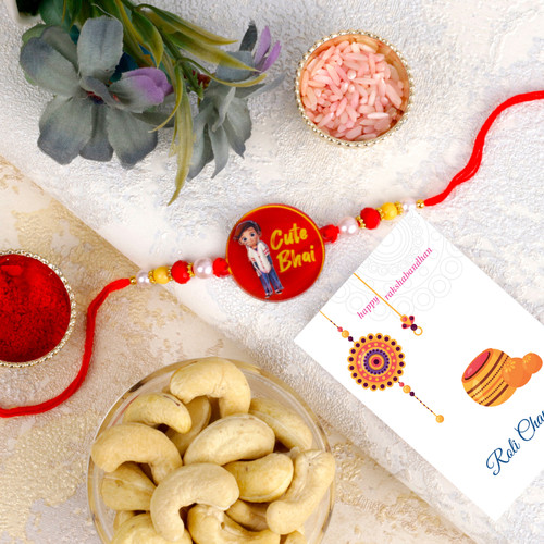 Cute Bhai Kids Rakhi with Cashew - For Canada