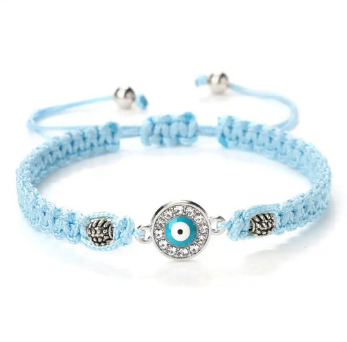 Blue Evil Eye Braided Adjustable Bracelet Rakhi - For UK