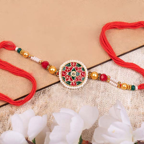 Designer Round Rakhi with Mewa Bite - For INDIA