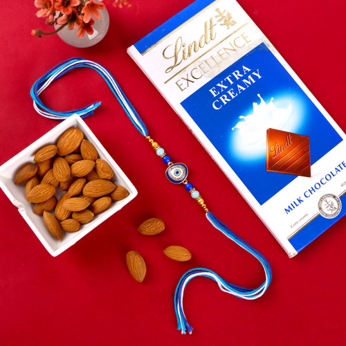 Evil eye Rakhi with Lindt Chocolate & Almond - For UK