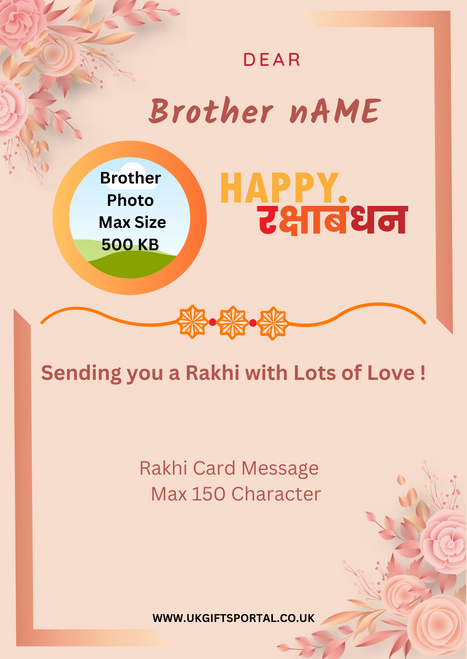 Personalised Rakhi Card With Photo and Message - For UK