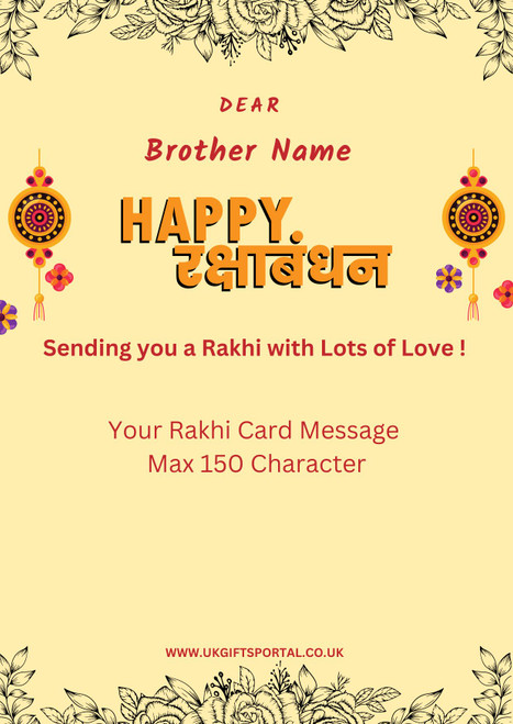 Personalised Rakhi Card With Message - For UK