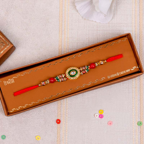 AD Rakhi with Velvet Chocolate Box - For INDIA