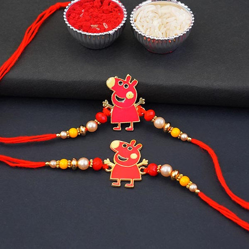 Set of Two Peppa Pigs Kids Rakhis - For INDIA