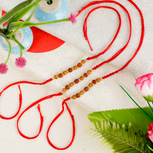 Set of 3 Rudraksha Rakhis - For Singapore