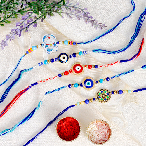 Amazing Set of 5 Family Rakhis - For UK