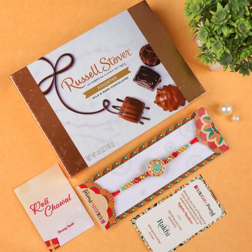 Charming Rakhi with Russell Stover Chocolate  - For USA