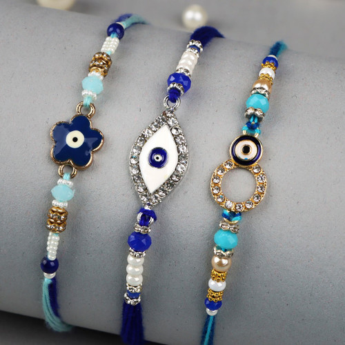 Impressive Designer Evil Eye 3 Rakhi Set - For USA