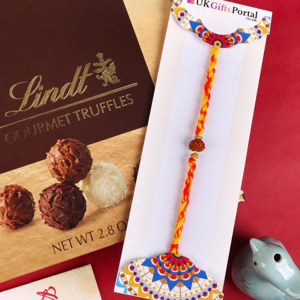 Rudraksha Rakhi & Lindt Truffle - For USA