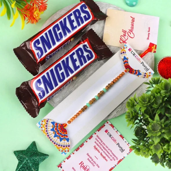 Bliss Rakhi & Two Snicker Chocolate - For USA
