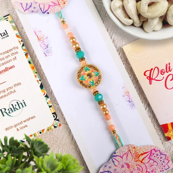 Exquisite Rakhi with Dry Fruit Cashew - For USA