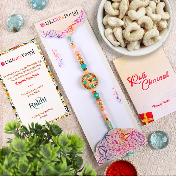 Exquisite Rakhi with Dry Fruit Cashew - For USA