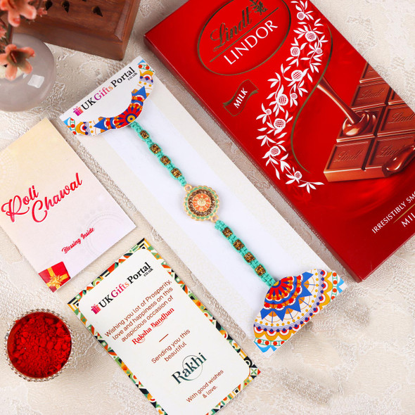Ravishing Designer Rakhi with Lindt Chocolate - For USA