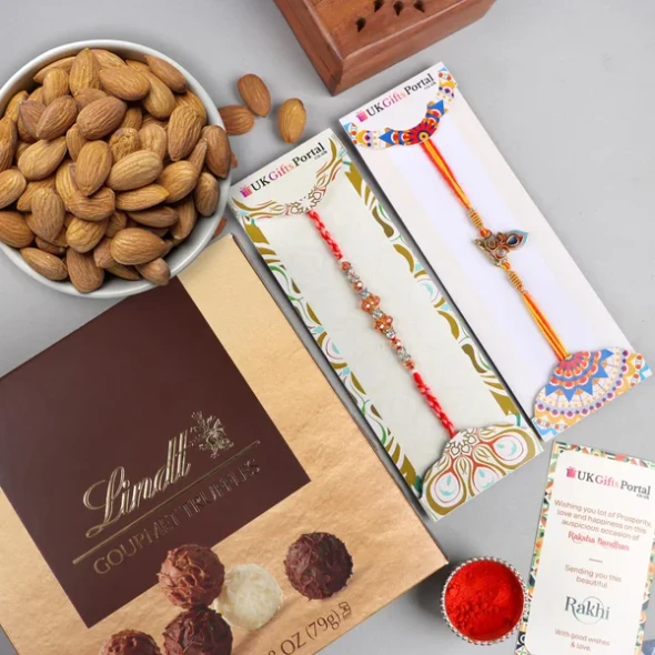 Elegant Rakhis with Lindt Truffle - For USA