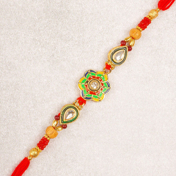 Designer Embellished Multicolour Rakhi - For Europe