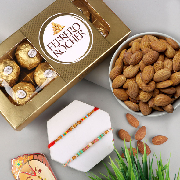 Delightful 2 Rakhi with Ferrero & Almond - For Europe