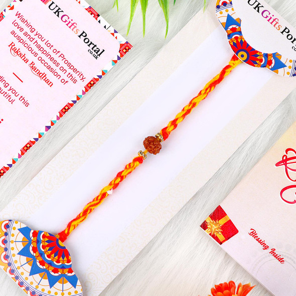 Rudraksha Rakhi with Chocolate  - For Europe