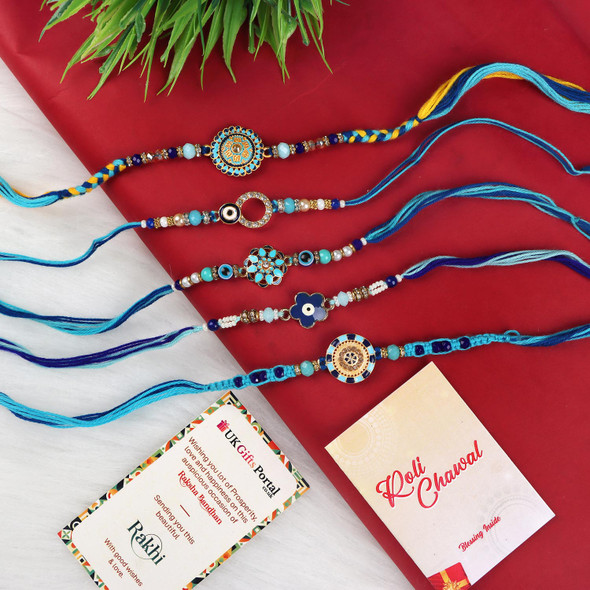 Adorable Set of 5 Rakhis - For Europe