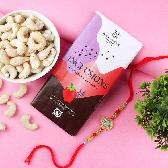 Elegant Rakhi with Flavour Dark Chocolate n Cashew - For Europe