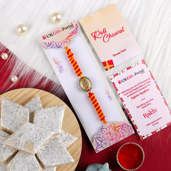 Oval Shape Rakhi with Haldiram Kaju Katli - For UK